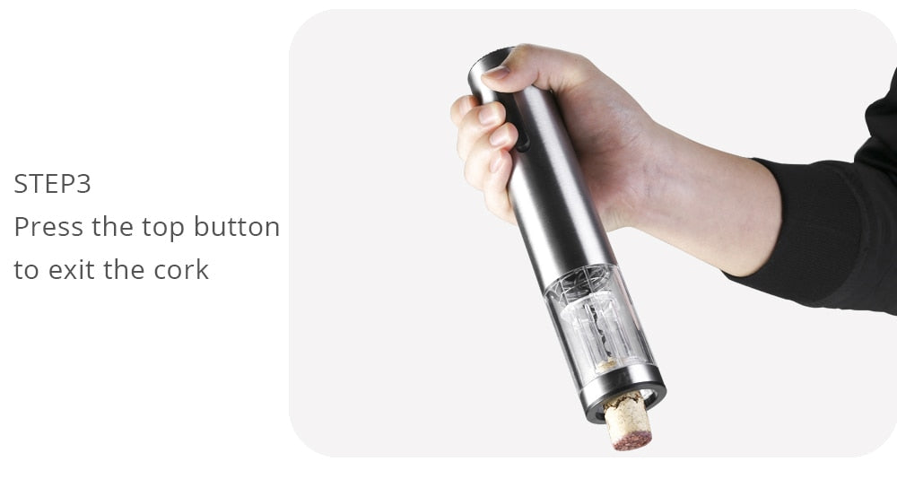 Rechargeable Electric Wine Opener Automatic Corkscrew Portable Household Tool With Foil Cutter & USB Charging Cable