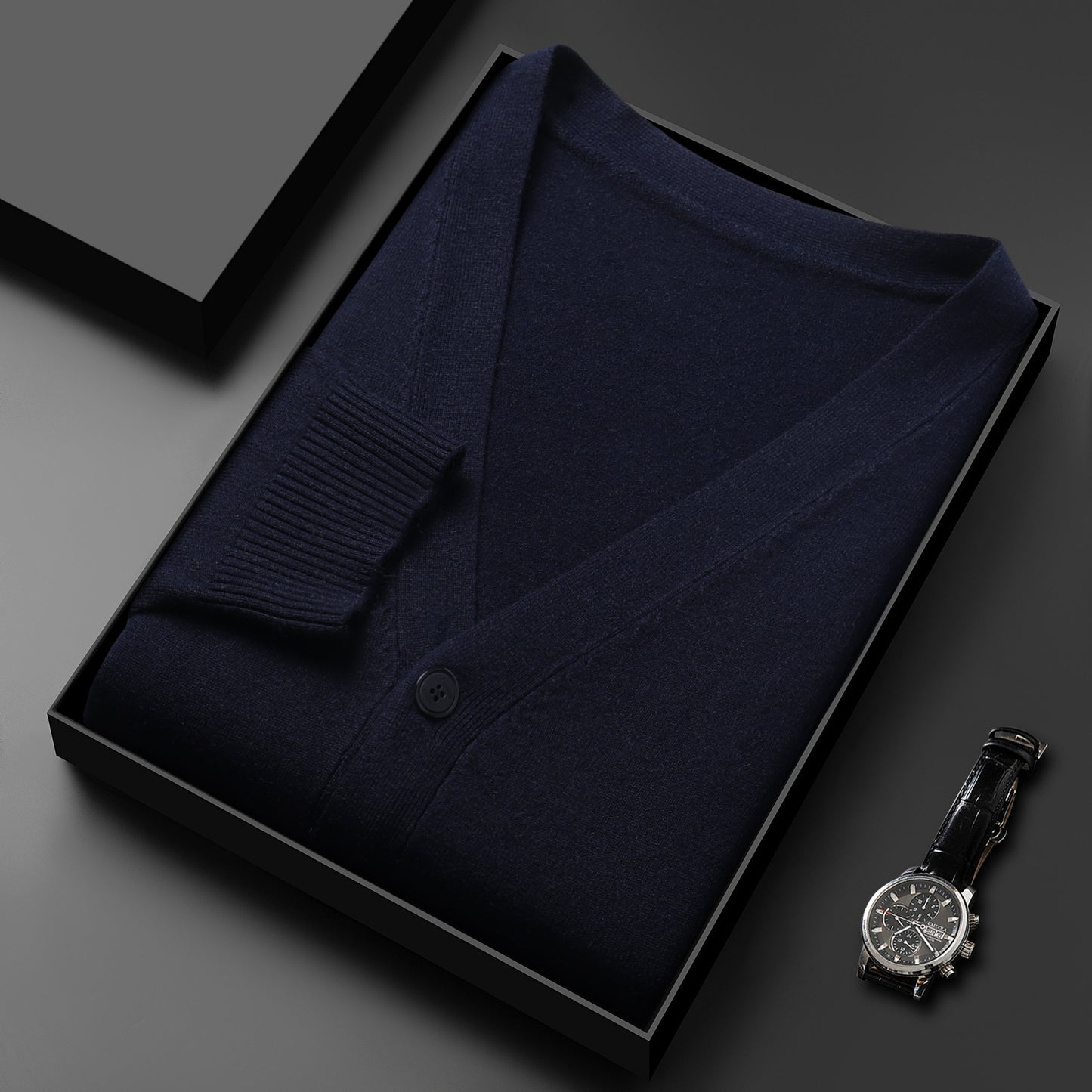 Men's Knitted Cardigan Solid Color And V-neck Basic Style Sweater Coat For Men