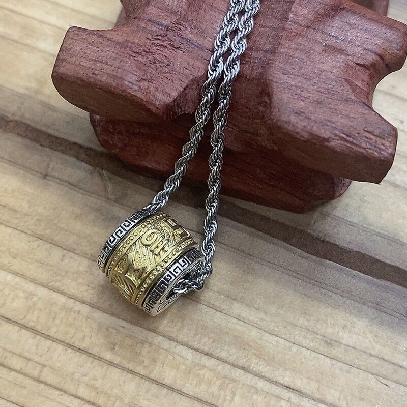 Vintage Transit Bead Pendant Six-Character Mantra Necklace