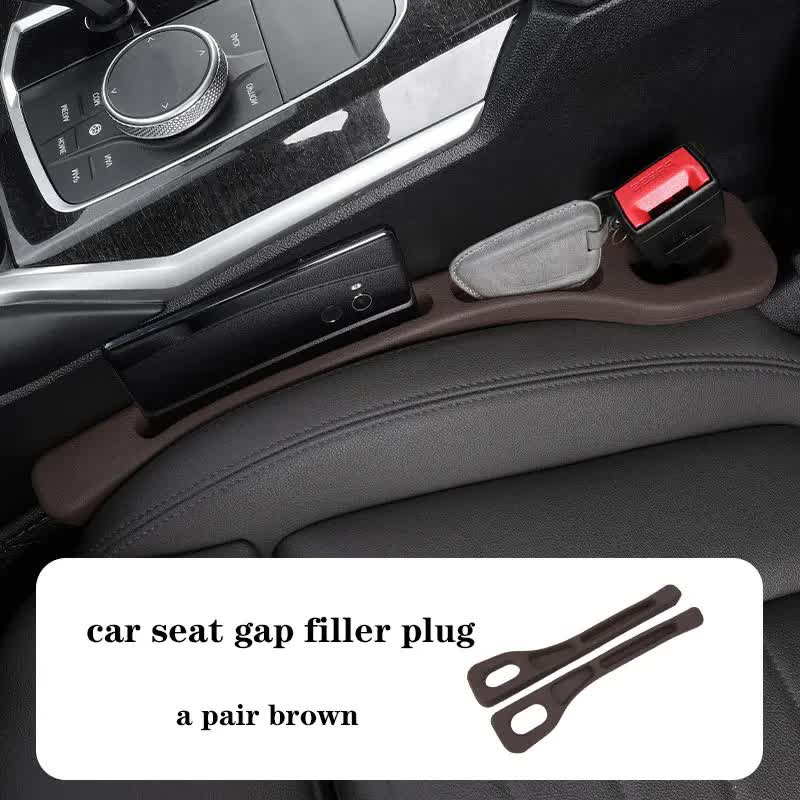 NNEDSZ Brown Car Seat Gap Filler - 2 Pieces Car Interior Storage Organizer for Front Seat Seam