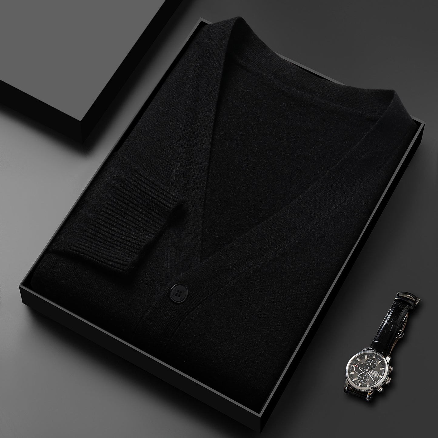 Men's Knitted Cardigan Solid Color And V-neck Basic Style Sweater Coat For Men