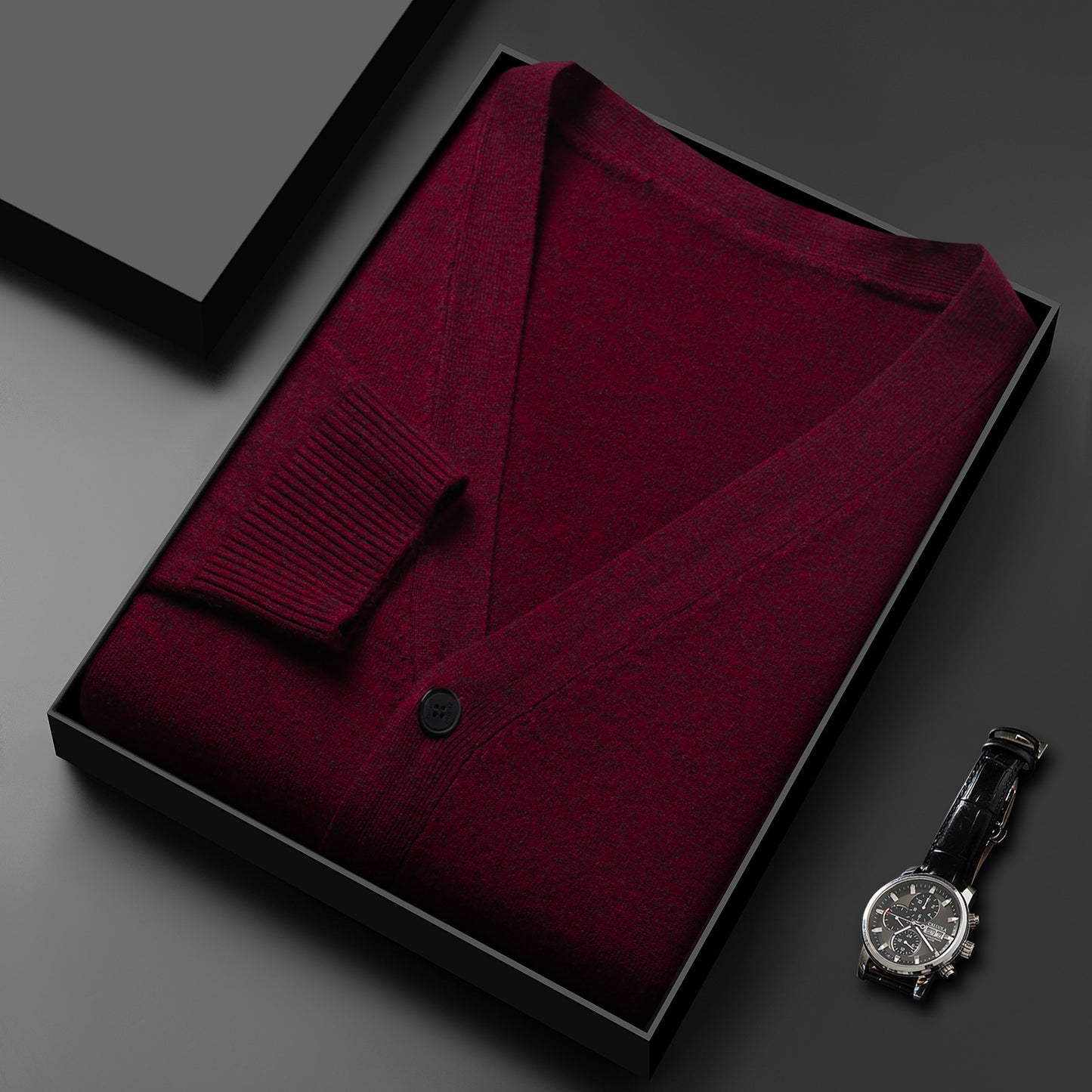 Men's Knitted Cardigan Solid Color And V-neck Basic Style Sweater Coat For Men