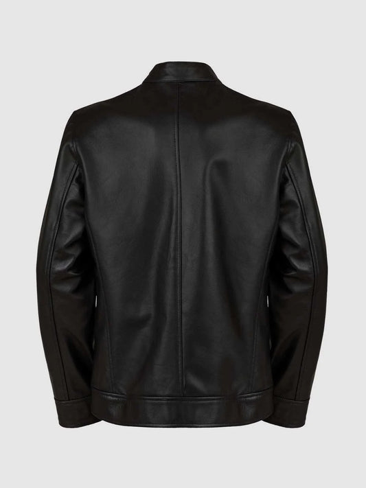 4 Pocket Black Leather Jacket