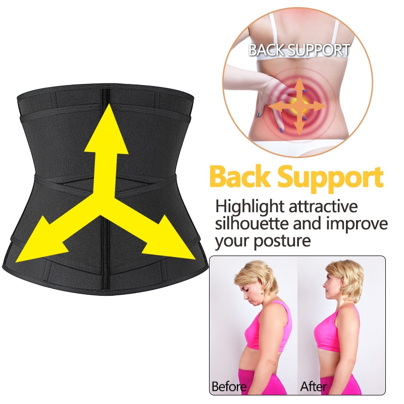 Steel Boned Waist Corset Trainer Sauna Sweat Sport Girdle Cintas Modeladora Women Weight Loss Lumbar Shaper Workout Trimmer Belt