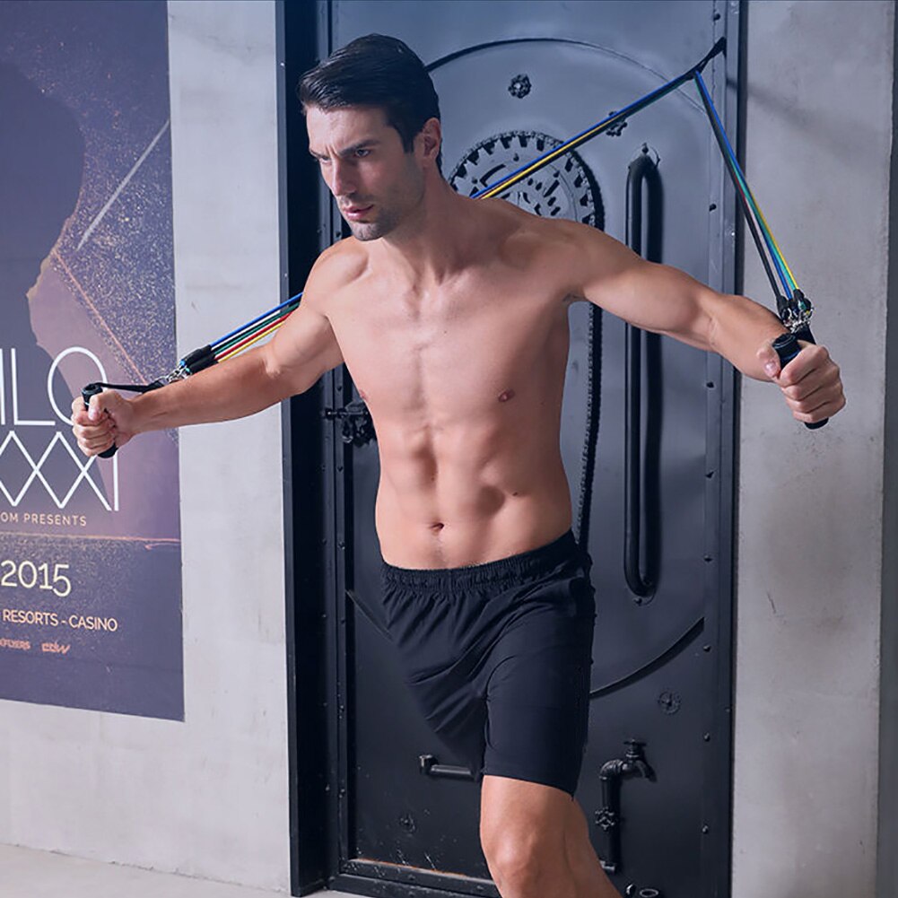 Elastic Resistance Band with Bag Door Buckle 11pcs Exercise Pull Rope Ankle Ring Multi-function Equipment for Exercise