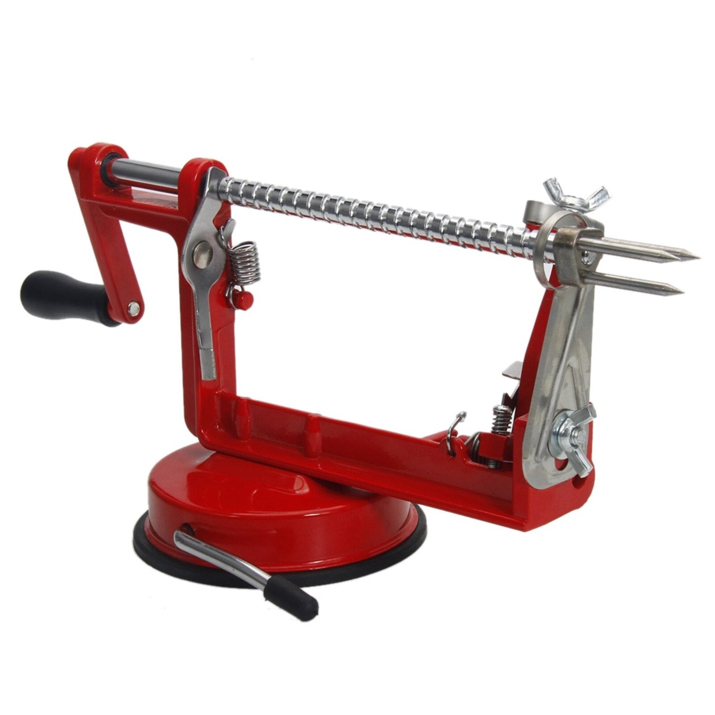 3-in-1 Hand-Cranking Apple Peeler Slicer Adjustable Blades Stainless Steel Red 26x13x10CM[US-Stock]