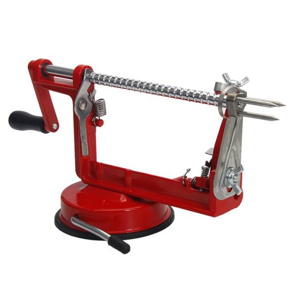 3-in-1 Hand-Cranking Apple Peeler Slicer Adjustable Blades Stainless Steel Red 26x13x10CM[US-Stock]